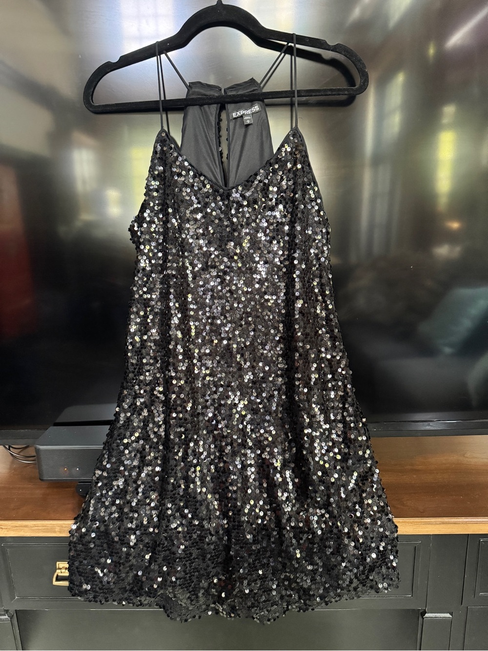 Express Black Sequin Mini Dress